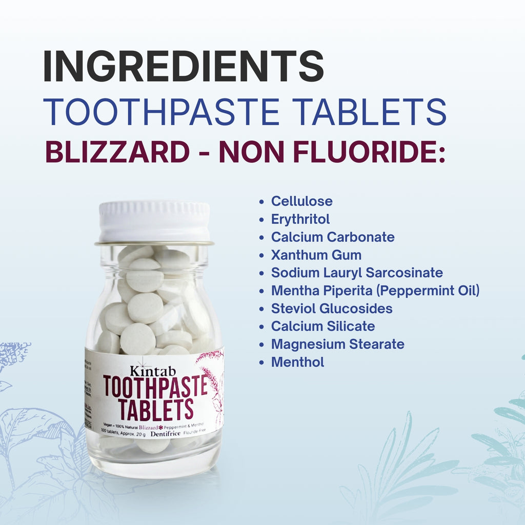 Fluoride-Free Blizzard Toothpaste Tabs (Travel Size 100 Tabs)